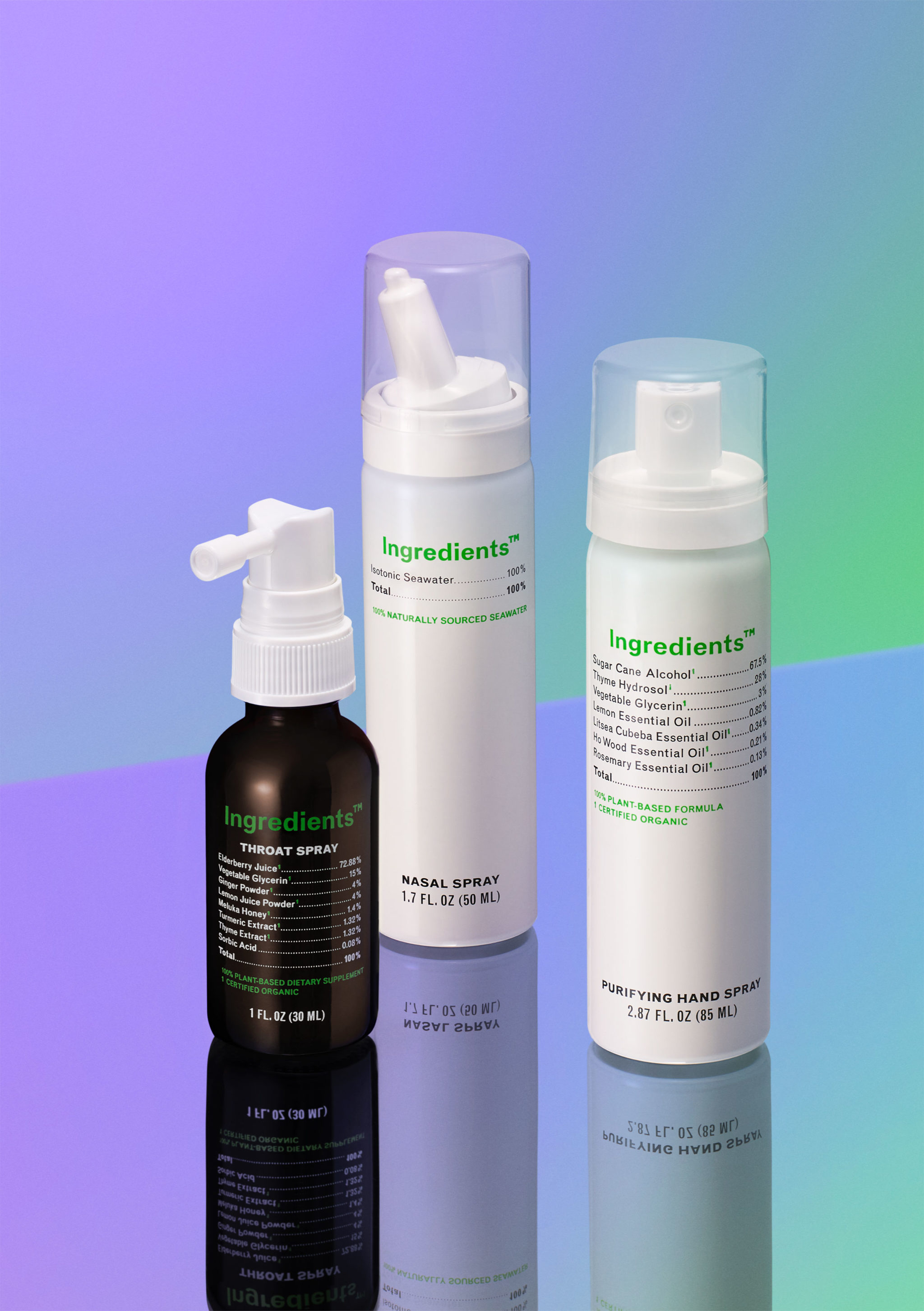 Three Ingredients products sitting on a colourful background